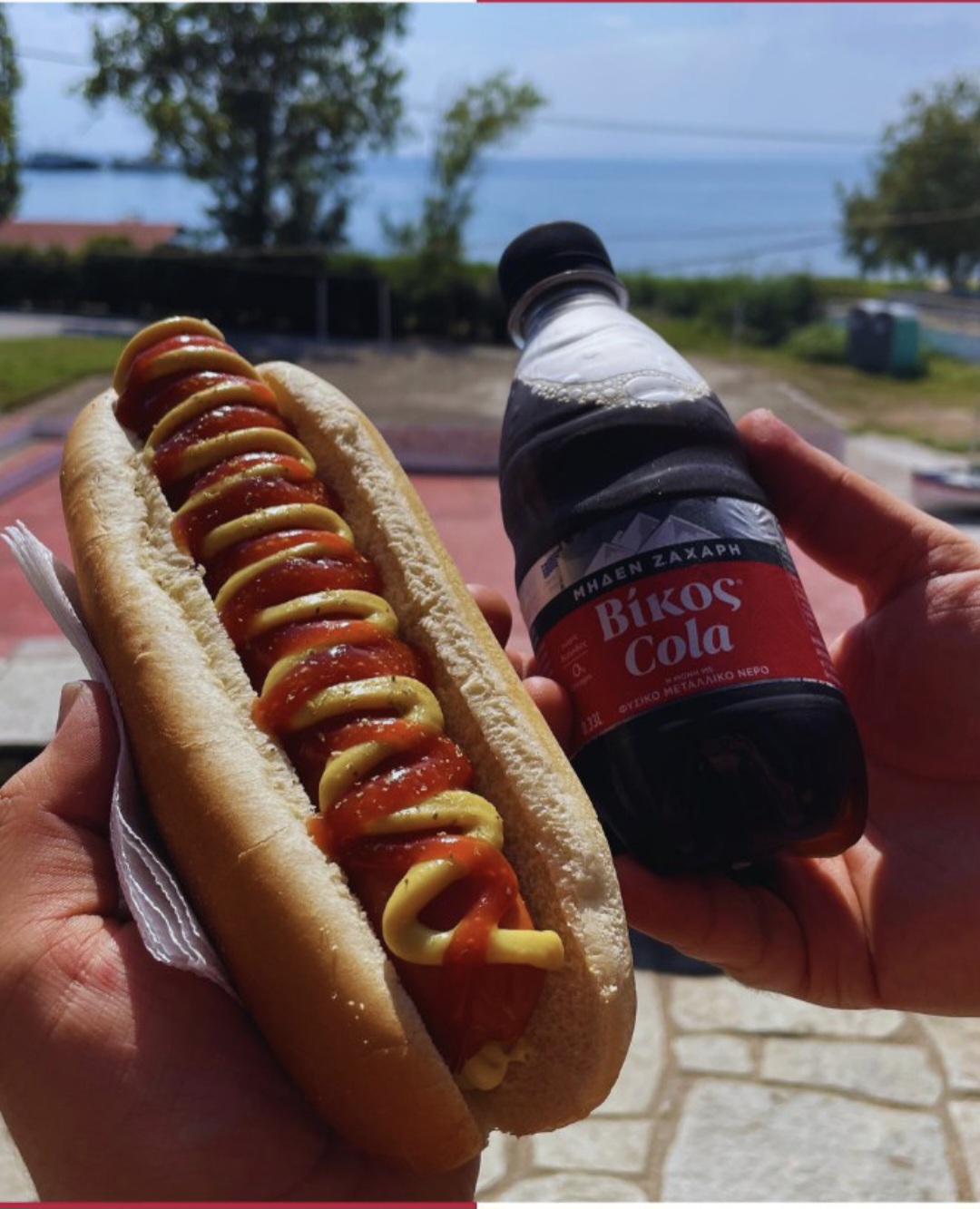 Street Kiosk hot dog and Bikos Cola combo